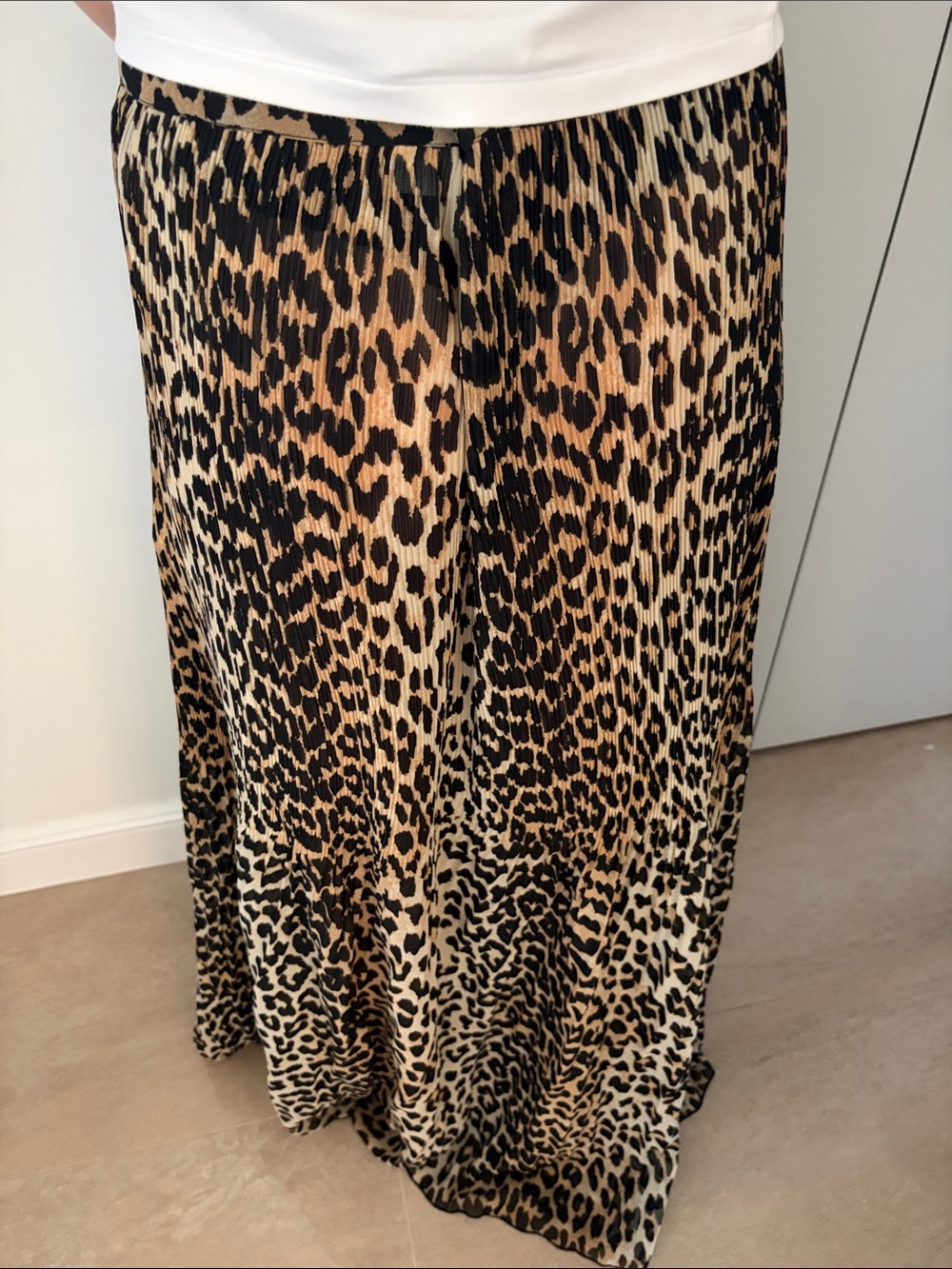 Ganni Leopard Print Maxi Skirt Semi Sheer - Picture 6 of 8